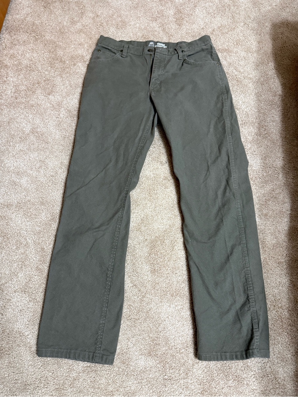 Wrangler Olive Green Straight-Leg Pants tough comfort